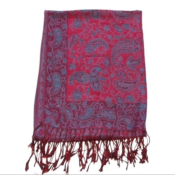 Scarf  Wrap Blue/Red - Picture 1 of 4